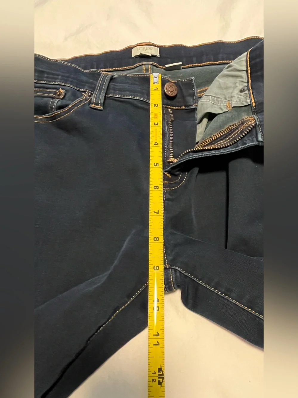 Women’s J. CREW STRETCH Dark Blue Mid- Rise Skinny  Denim Jeans Size 30 - Picture 10 of 14